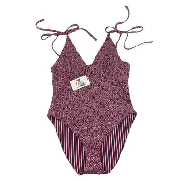 SOLID & STRIPED Purple and Red One Piece Swimsuit - Picture 3 of 5